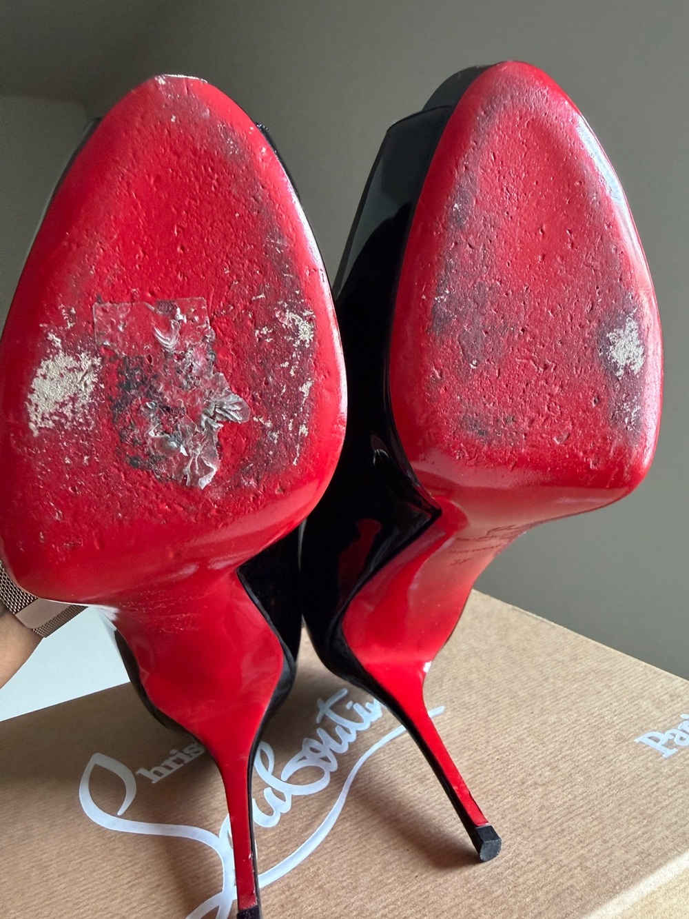 Christian Louboutin Very New Prive Peep-Toe Pumps - Patent Black Leather - Picture 4 of 5